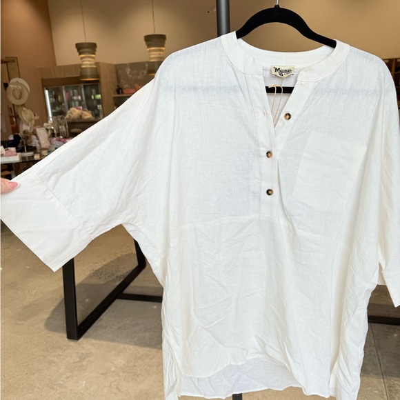 Show me your mumu White Button-Down Cover up  Shirt - Picture 3 of 4